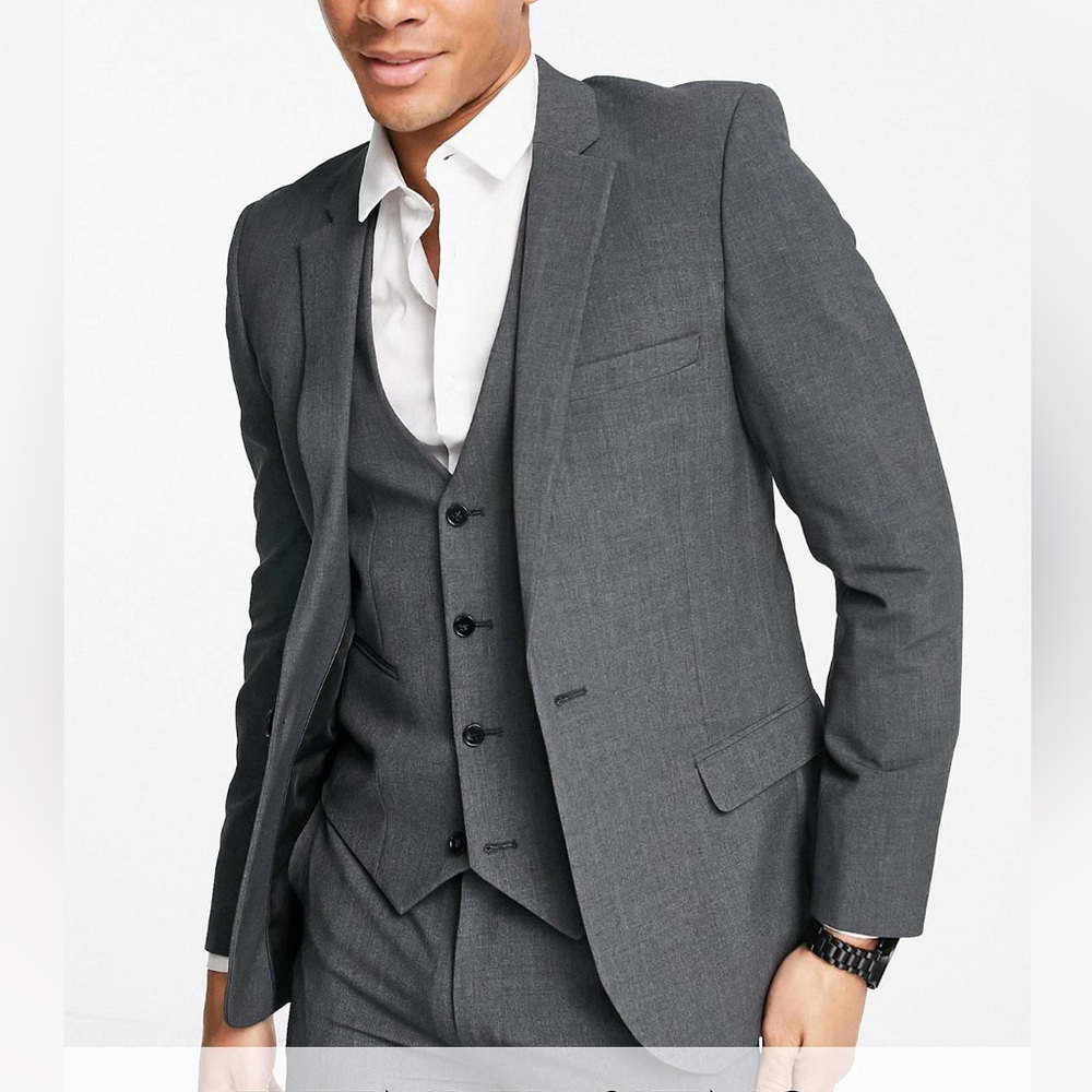 NWT Asos Design Super Skinny Suit Jacket in Charcoal Men’s 40 Short.
